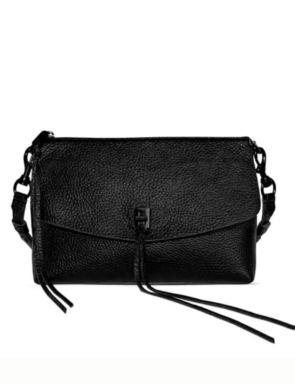 Rebecca Minkoff Darren Top Zip Classic Black Leather Slouchy Shoulder Bag